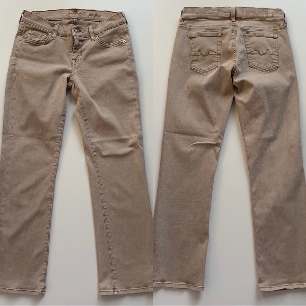 7 For All Mankind Crop Flare Denim Jean Khaki 26